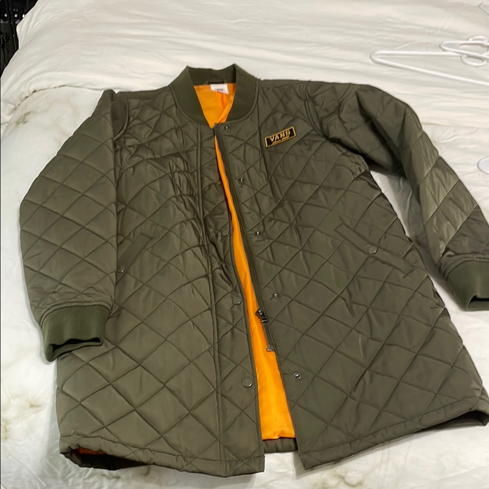Vans Quilted Olive Green Jacket with Orange Lining
